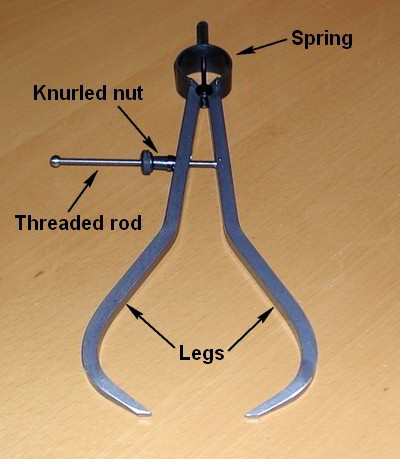 Measuring and Testing - Course: Technique for Manual Working of Materials.  Instruction Examples for Practical Vocational Training: Instruction example  1.4.: Outside caliper