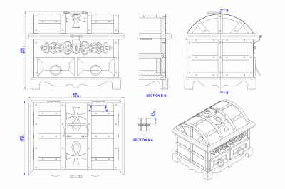 Antique style jewelry box - Assembly drawing
