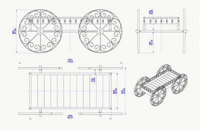 Buckboard cart flower pot holder - Assembly drawing
