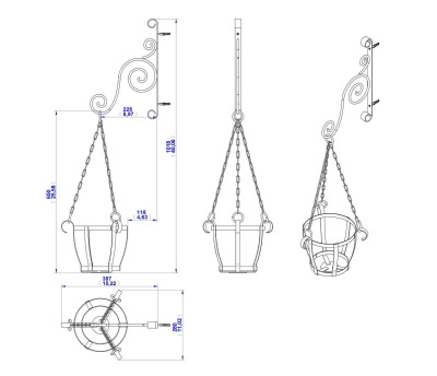 Bracket with plant basket - Assembly drawing