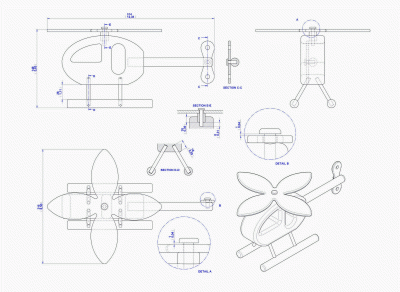 Lucky helicopter toy - Assembly drawing