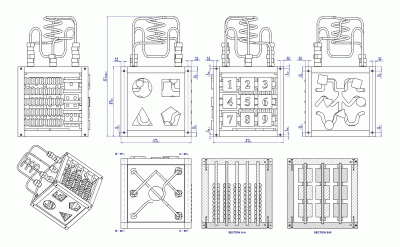 Multifunctional activity cube toy - Assembly drawing