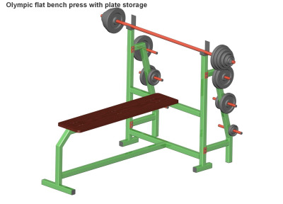 Independent Bench Press Stands w/ Plate Storage