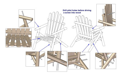 One-seater patio chair - Position of screws