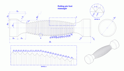 Rolling pin foot massager drawing - Version 2