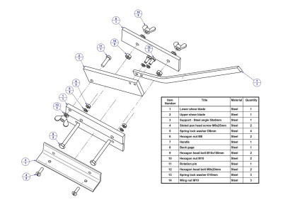 Sheet metal bench shear - Parts list