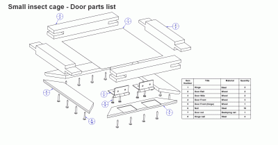 Small Insect cage - Door parts list