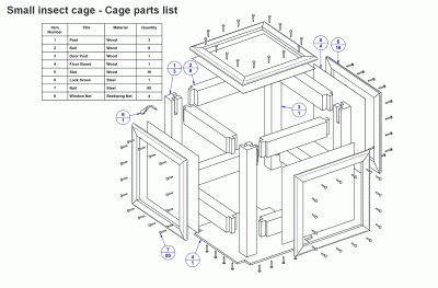 Small Insect cage - Cage parts list
