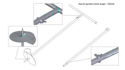 Spiral garden hand auger - Welds