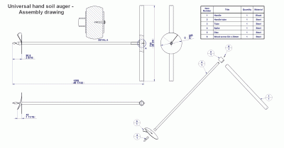 Universal hand soil auger - Assembly drawing