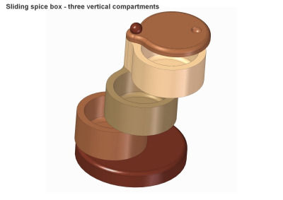 Sliding spice box (Three vertical compartments) plan