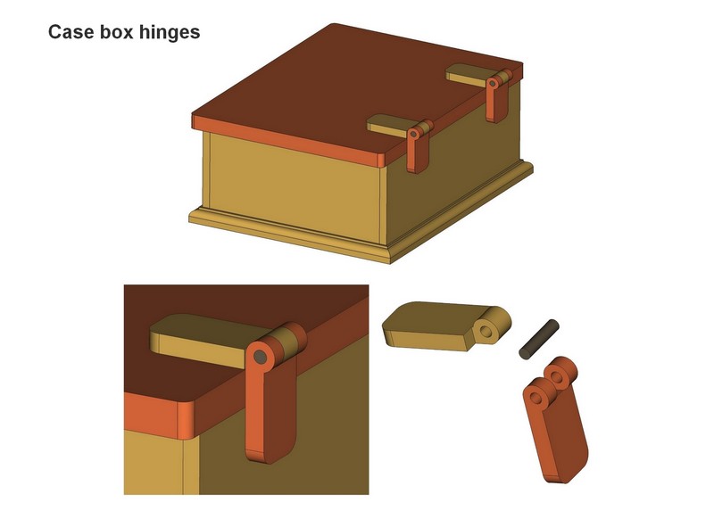 Wooden case box hinges