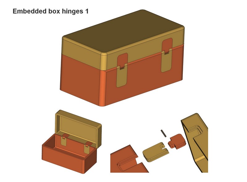 Wooden embedded box hinges 1